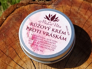 Luxusní přírodní růžový krém proti vráskám ANTI-AGE s kyselinou hyaluronovou a koenzymem Q10. - kopie
